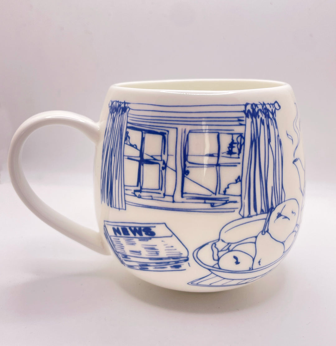 Bone China Breakfast Mug (Blue)